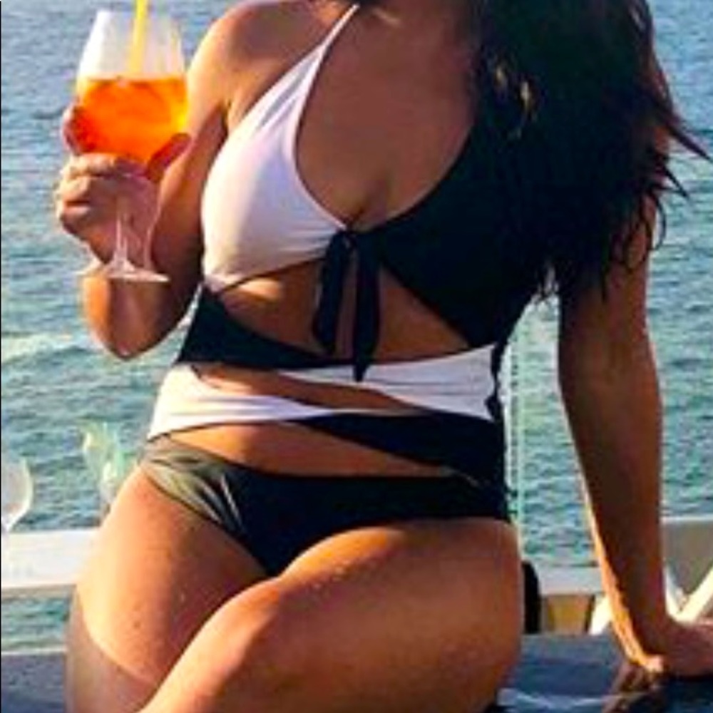 One piece swim suit.